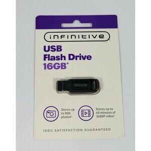 INFINITIVE USB FLASH DRIVE 16GB. 900 photos/40 minutes of video ready.  B4